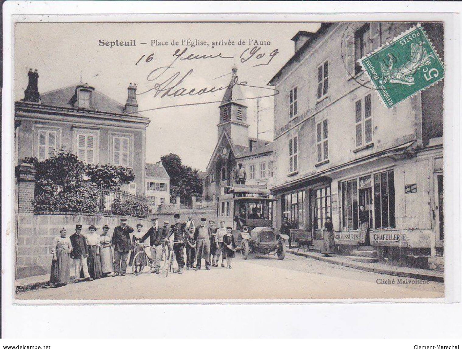 SEPTEUIL: Place De L'église, Arrivée De L'auto, Autobus - état - Septeuil