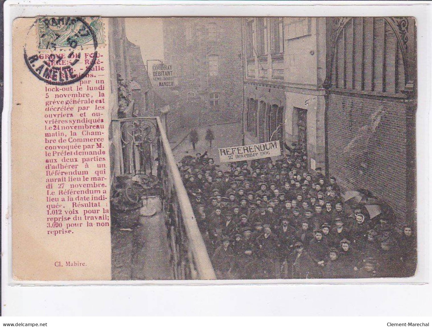FOUGERES: Grève, Référendum 27 Novembre 1906 - état - Fougeres