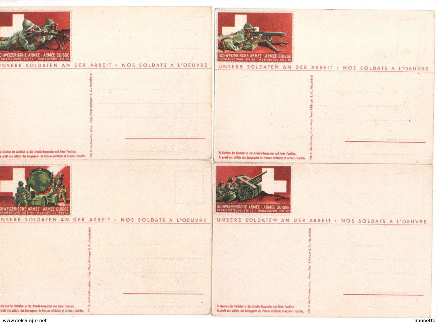 Suisse - Armée Suisse- Mobilisation 1939-40 - Lot De 7 Cartes  Illustration  E.de Coulon -  "Travaux Militaires " - Altri & Non Classificati