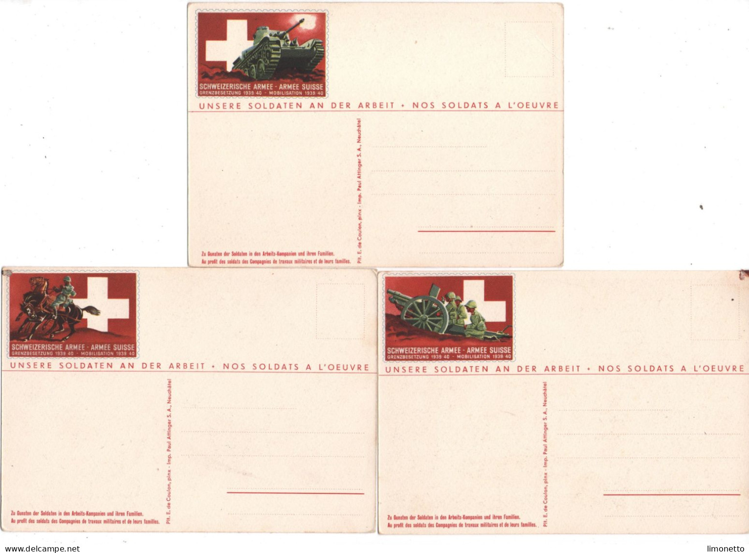 Suisse - Armée Suisse- Mobilisation 1939-40 - Lot De 7 Cartes  Illustration  E.de Coulon -  "Travaux Militaires " - Autres & Non Classés