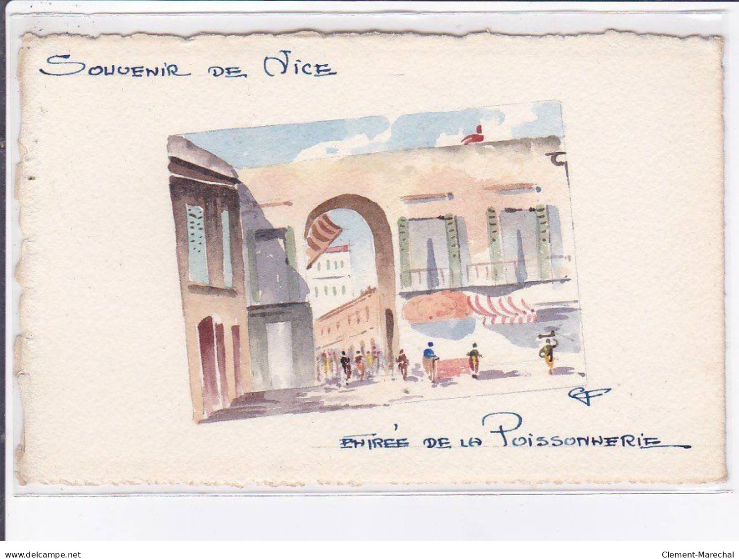 NICE: Souvenir De Nice, Entrée De La Poissonnerie, Carte Paint à La Main - Très Bon état - Other & Unclassified