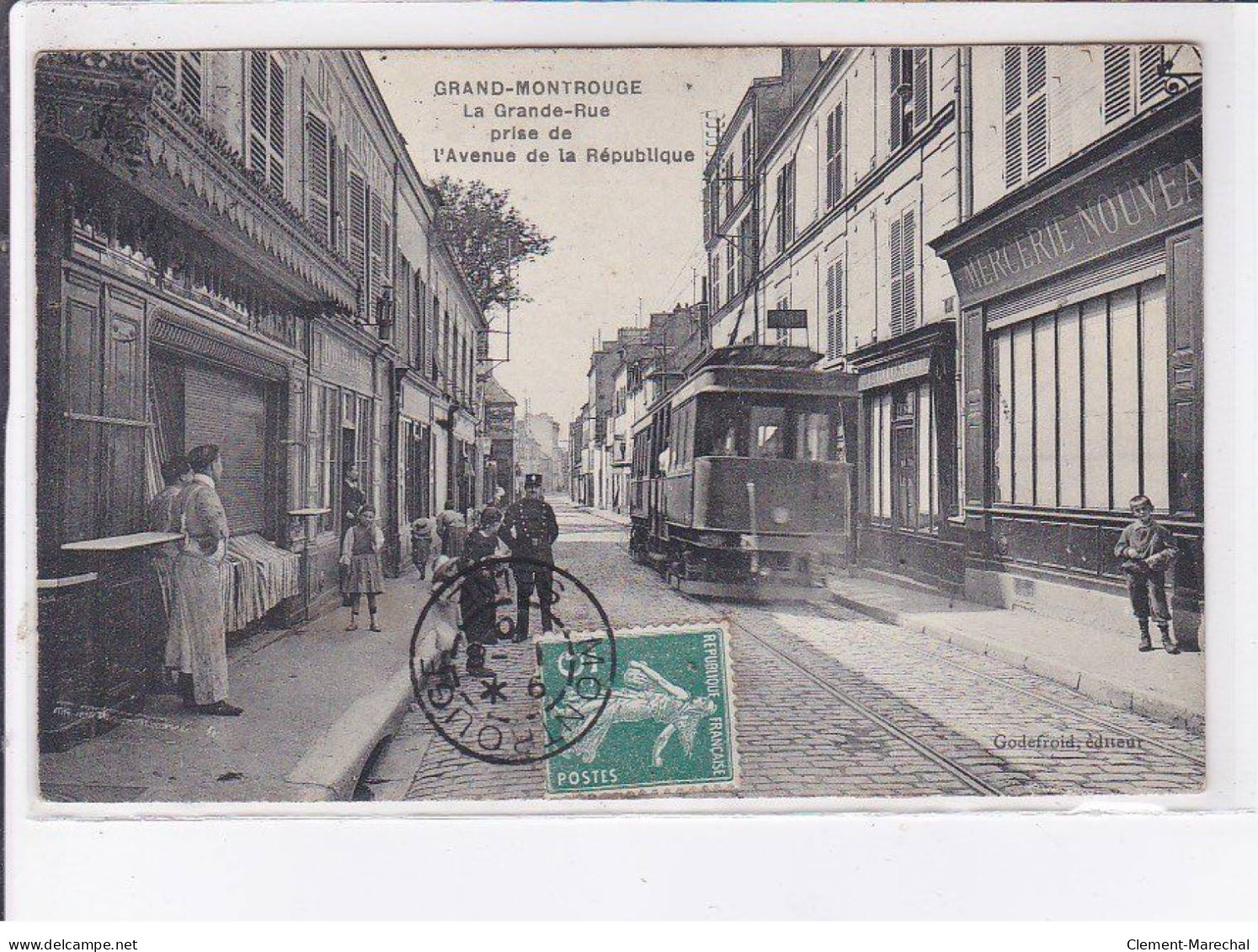 MONTROUGE: La Grande-rue Prise De L'avenue De La République, Tramway  - Très Bon état - Montrouge