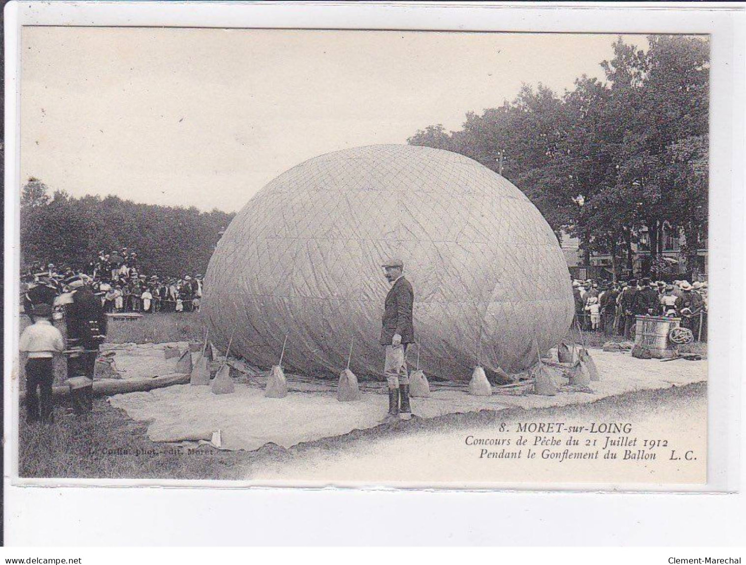 MORET-sur-LOING: Concours De Pêche Du 21 Juillet 1912, Pendant Le Gonflement Du Ballon - Très Bon état - Moret Sur Loing