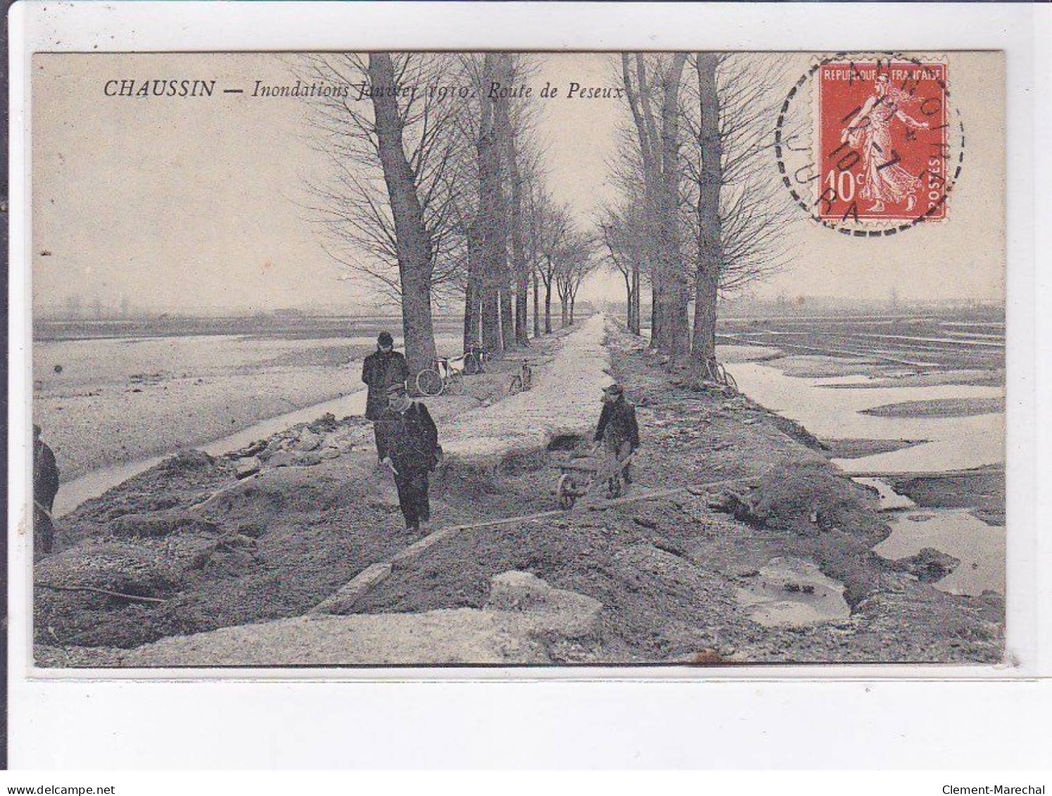 CHAUSSIN: Inondation Janvier 1910, Route De Peseux - Très Bon état - Other & Unclassified