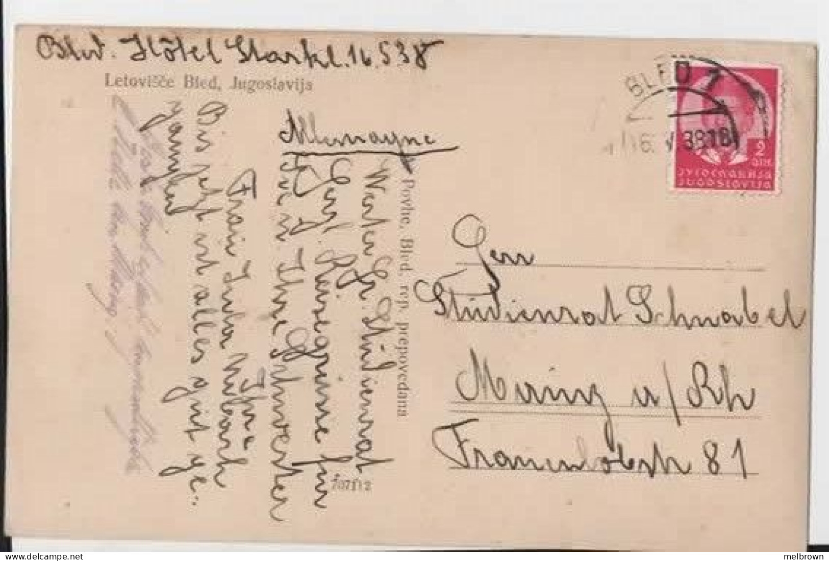 YUGOSLAVIA, LETOVISCE BLED 1938 Used And Stamped Collectible Postcard - Yugoslavia