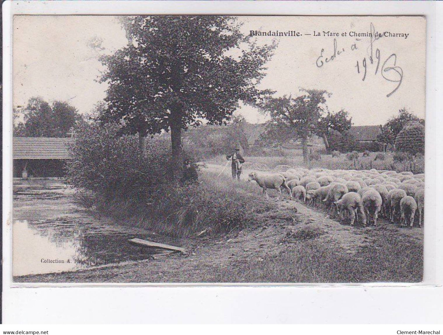 BLANDAINVILLE: La Mare Et Chemin De Charray, Berger - état - Altri & Non Classificati