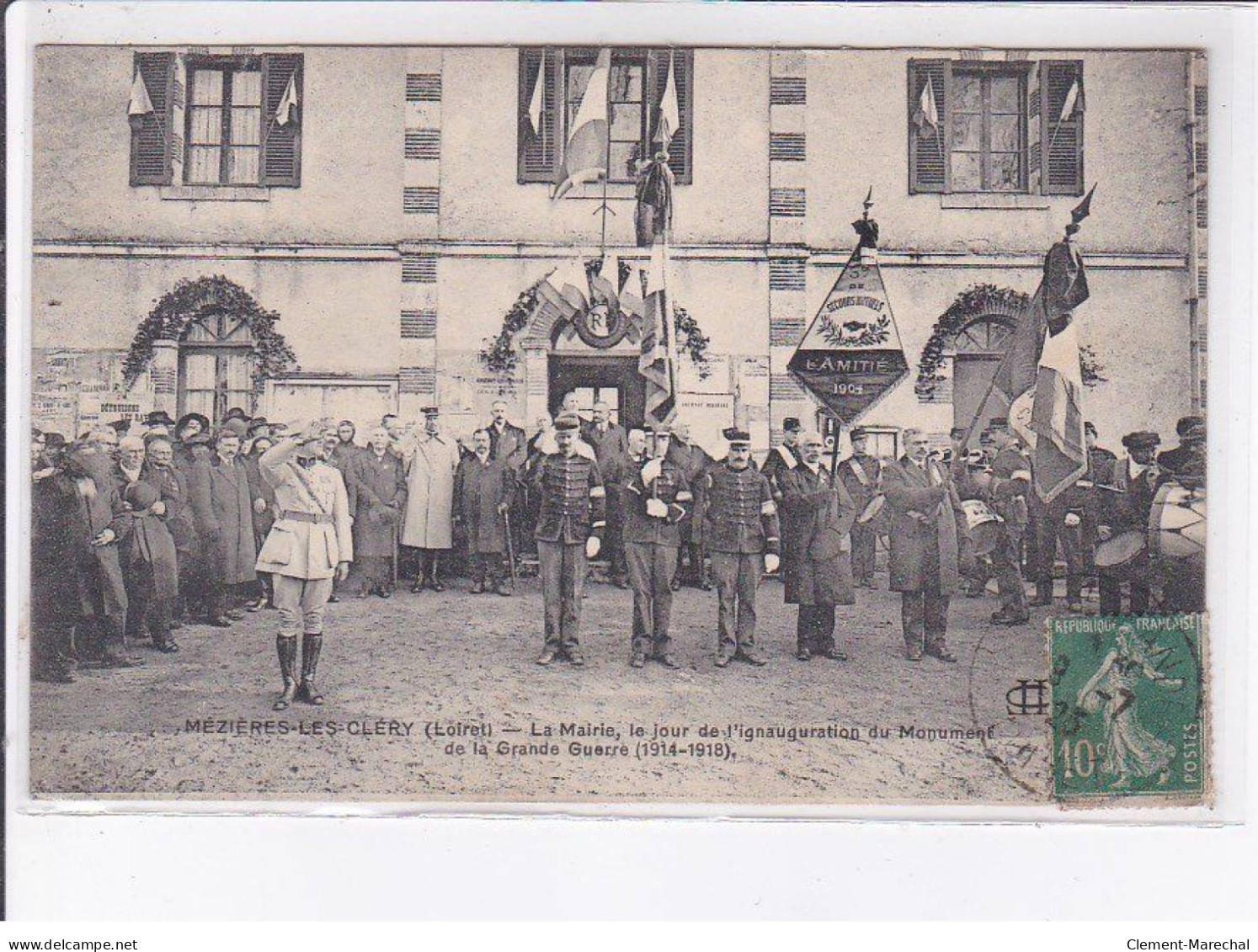 MEZIERES-les-CLERY: La Mairie, Le Jour De L'inauguration Du Monument De La Grande Guerre - Très Bon état - Other & Unclassified