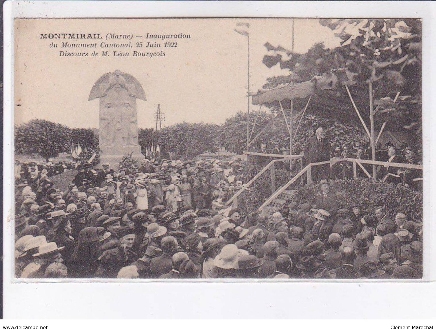 MONTMIRAIL: Inauguration Du Monument Cantonai, 25 Juin 1922, Discours De Léon Bourgeois - Très Bon état - Montmirail