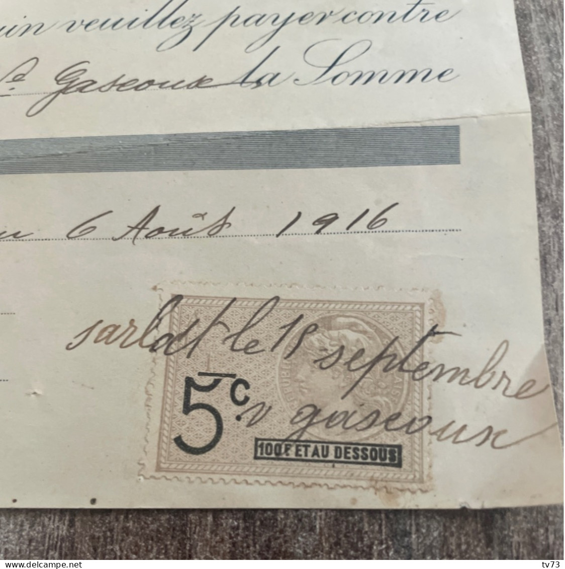 EB024b - SARLAT - Dordogne - Mandat  De 16 Francs Pou Mr Crouzels - Timbre Fiscal 5c - Banque & Assurance