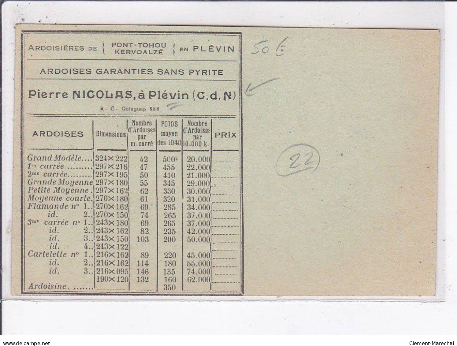 PLEVIN: Foire De Rennes, 1926 Ardoisières P. Nicolas - Très Bon état - Other & Unclassified