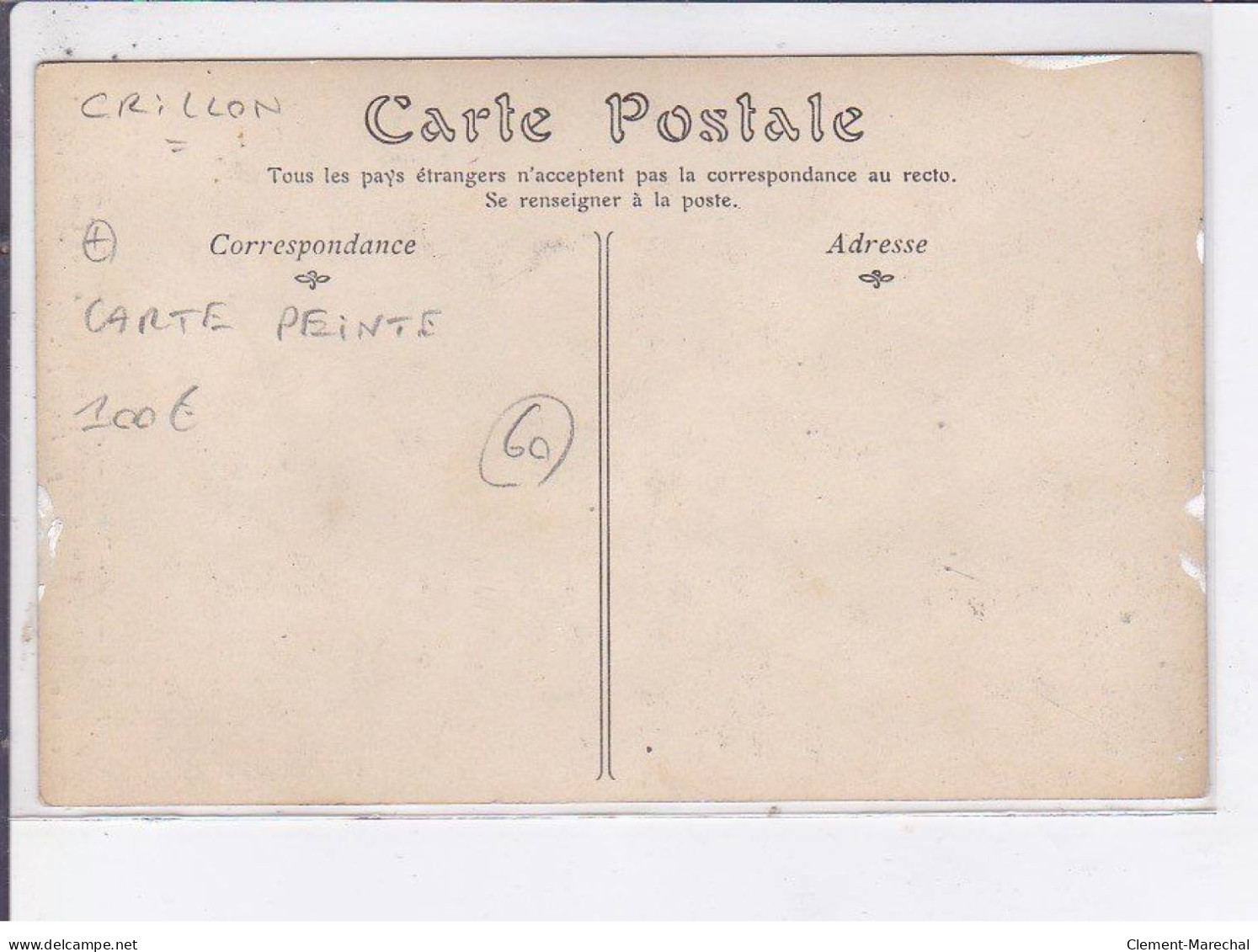 CRILLON: Carte Peinte - Très Bon état - Other & Unclassified