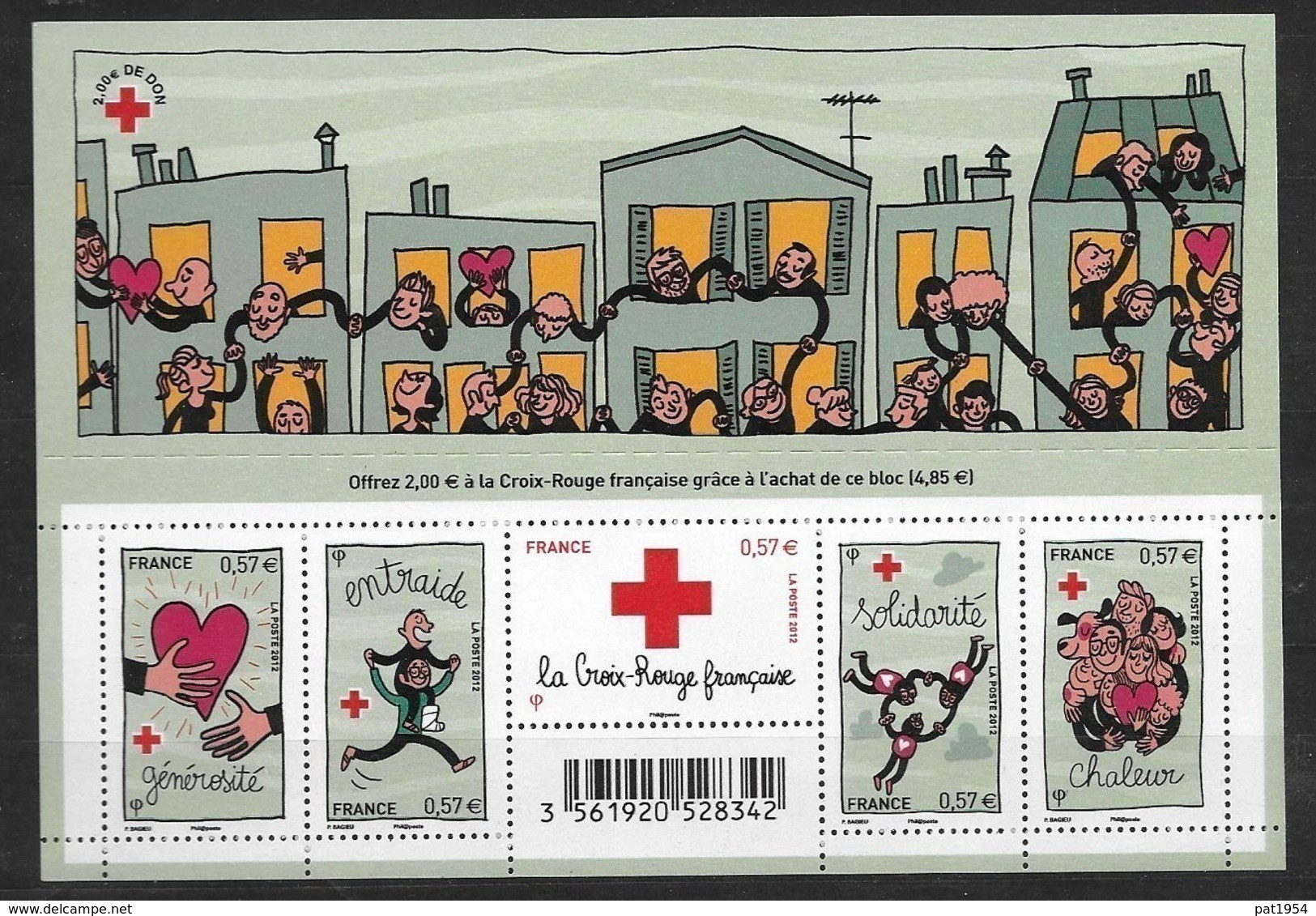 France 2012 Bloc Feuillet N° F4699  Neuf Pour La Croix Rouge. Prix De La Poste - Mint/Hinged
