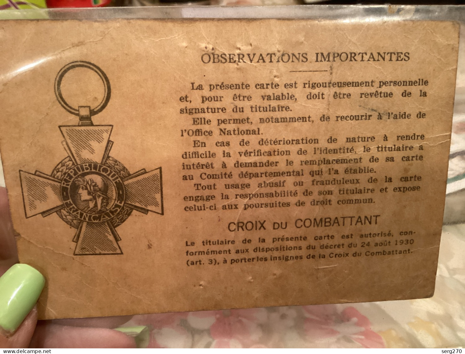 Ban De Laveline Republique République Française, Office National National, Des Mutilés, Combattants Et Victimes De G - Historical Documents