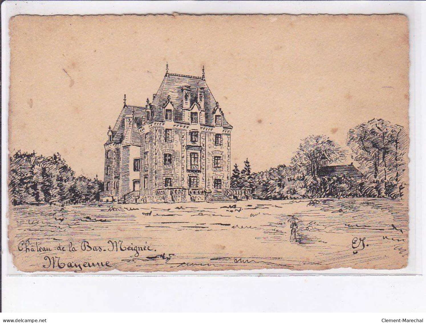 MAYENNE: Château De La Bas-meignée, Carte Dessinée à La Main - Très Bon état - Otros & Sin Clasificación