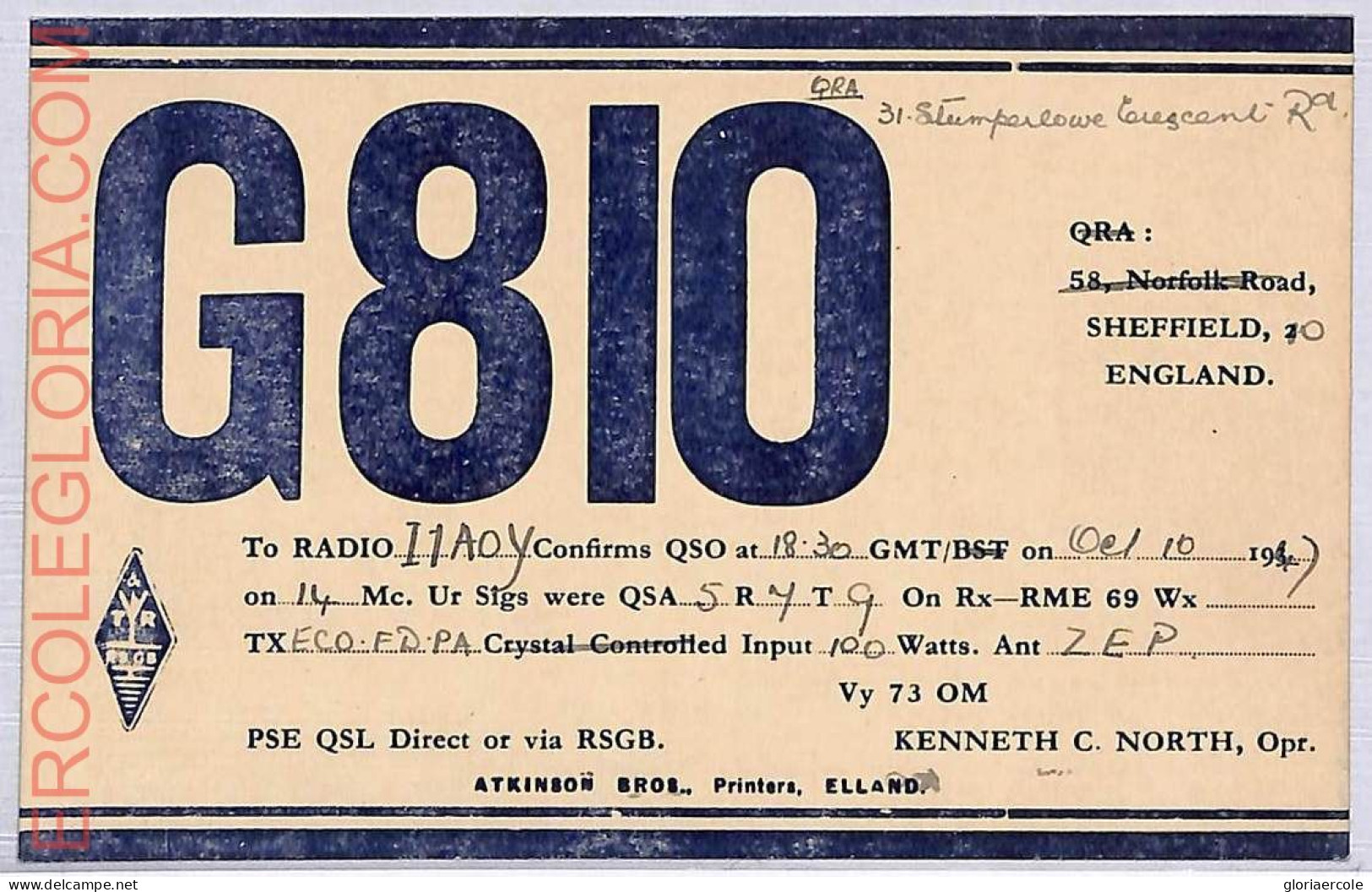 Ad9146 - GREAT BRITAIN - RADIO FREQUENCY CARD - England - 1947 - Radio