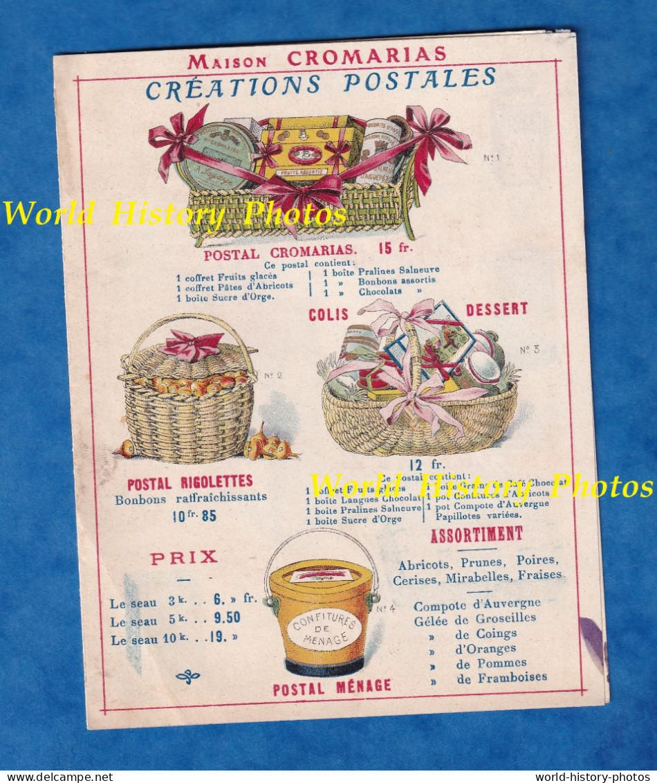 Dépliant Début XXe - Maison CROMARIAS Clermont Ferrand - Présentation De Produit - Postal - Boite - Confiture - Chocolat - 1900 – 1949