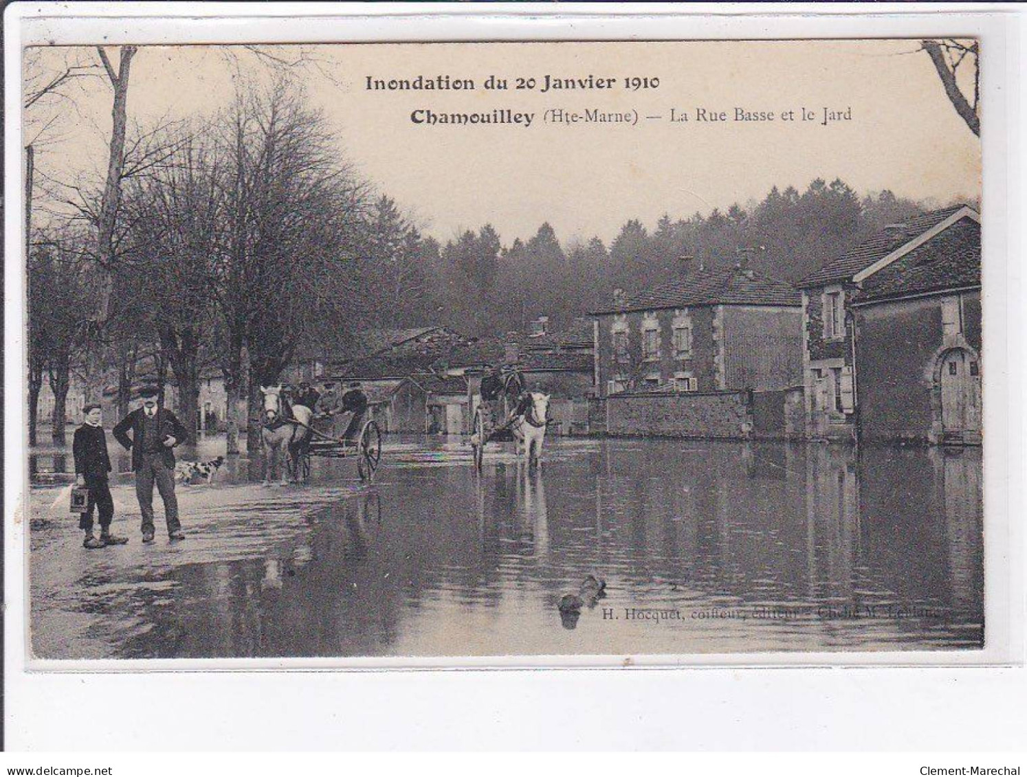 CHAMOUILLEY: La Rue Basse Et Le Jard, Inondation 1910 - Très Bon état - Altri & Non Classificati