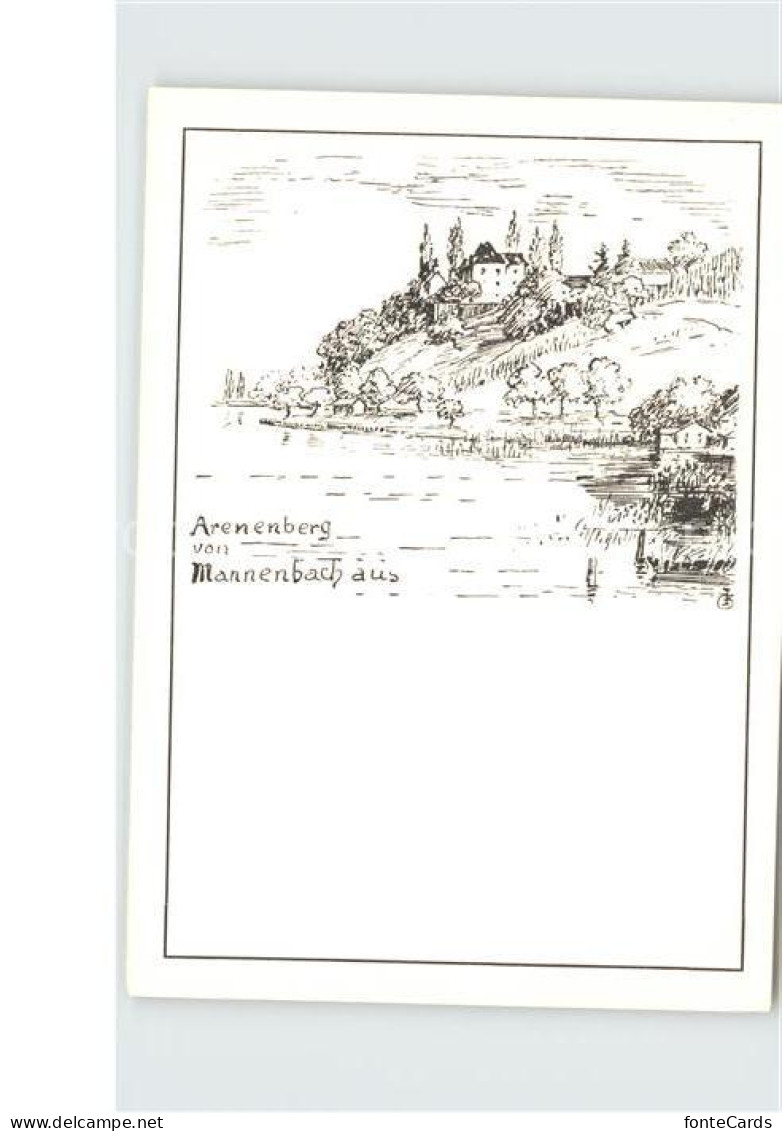 12589108 Mannenbach Untersee Zeichnung Arenenberg Mannenbach-Salenstein - Autres & Non Classés
