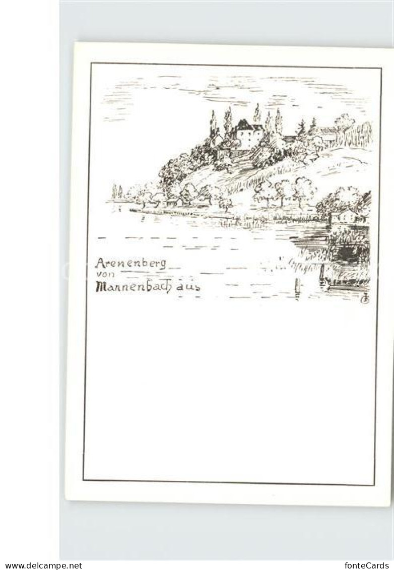 12589102 Mannenbach Untersee Zeichnung Arenenberg Mannenbach-Salenstein - Autres & Non Classés