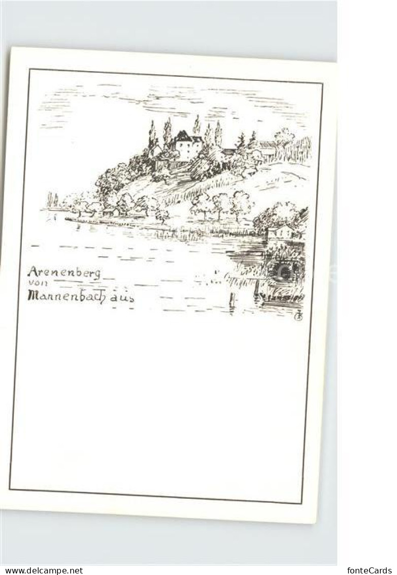 12589101 Mannenbach Untersee Zeichnung Arenenburg Mannenbach-Salenstein - Autres & Non Classés
