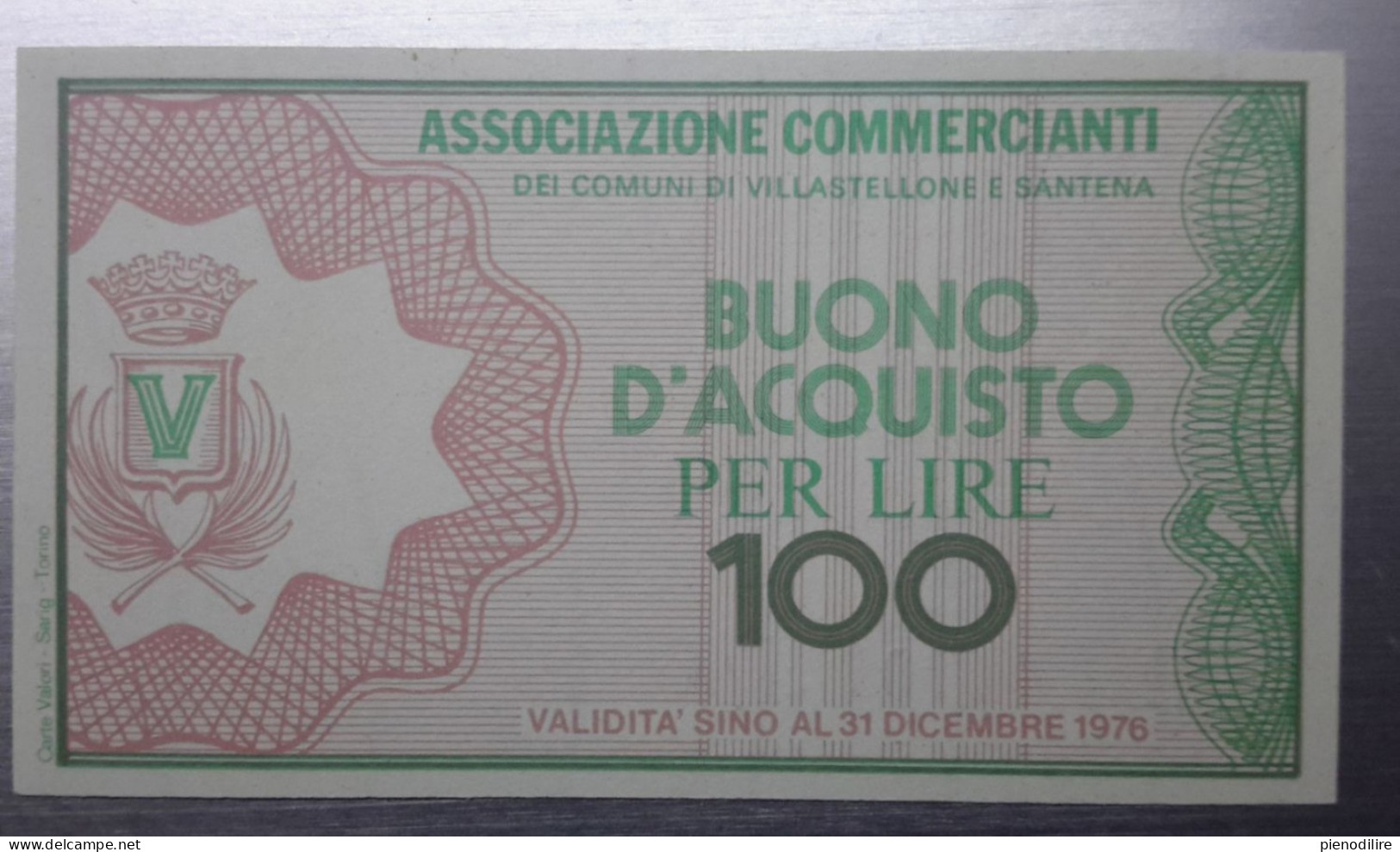 BUONO D' ACQUISTO DA LIRE 100 ASS COMMERCIANTI VILLASTELLONE VALIDO FINO AL 31.12.1976 (A.5) - [10] Scheck Und Mini-Scheck