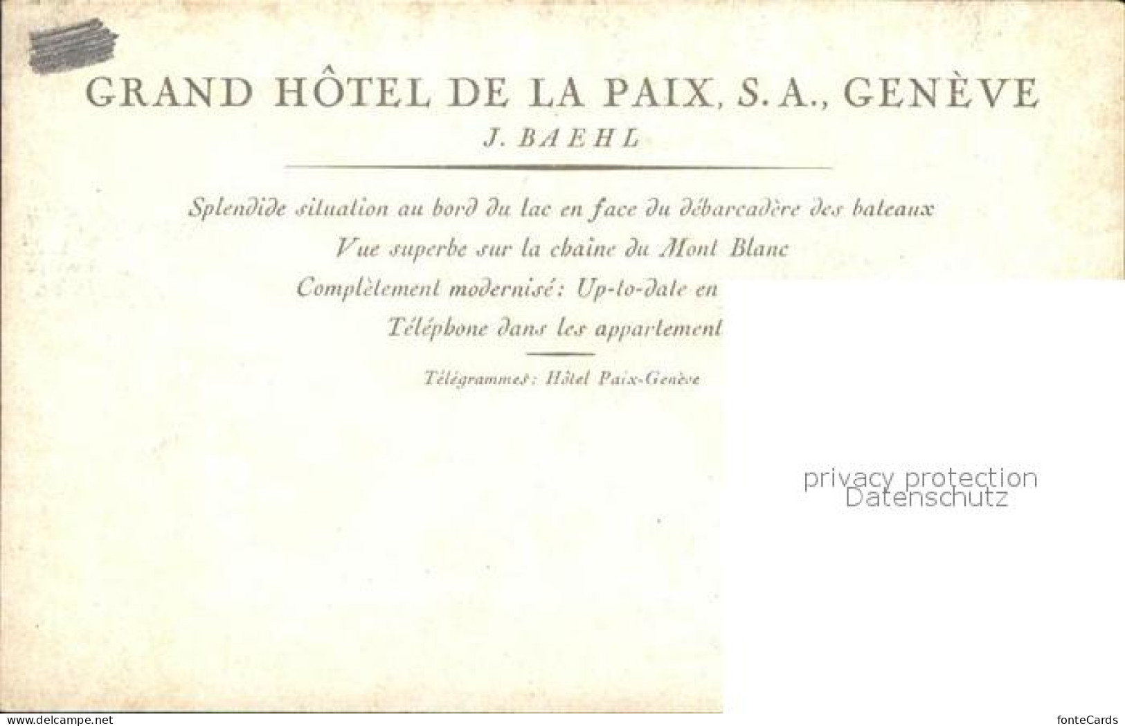 12588788 Geneve GE Grand Hotel De La Paix Geneve GE - Otros & Sin Clasificación