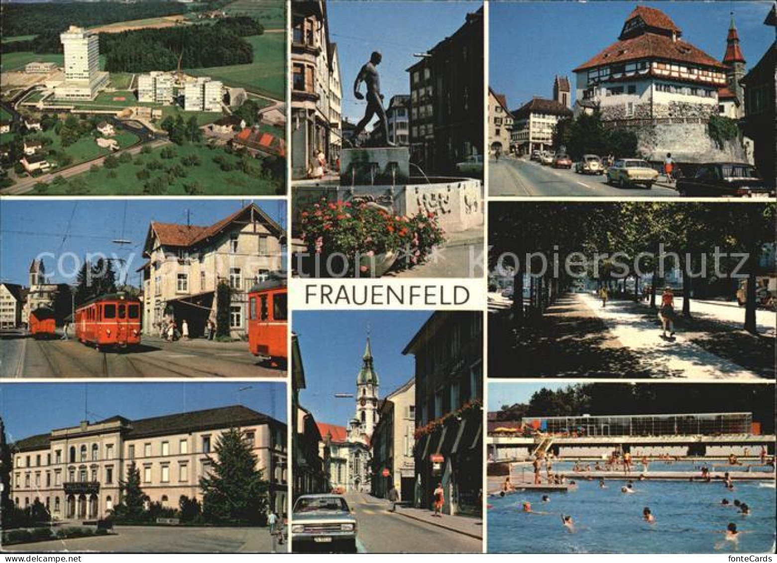12588718 Frauenfeld Teilansichten Brunnen Skulptur Strassenbahn Gebaeude Promena - Autres & Non Classés