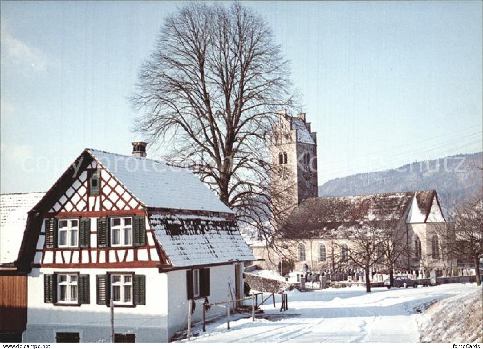 12588704 Lommis Dorfpartie Kirche Winterpanorama 75 Jahre Thurgauer Heimatschutz - Autres & Non Classés