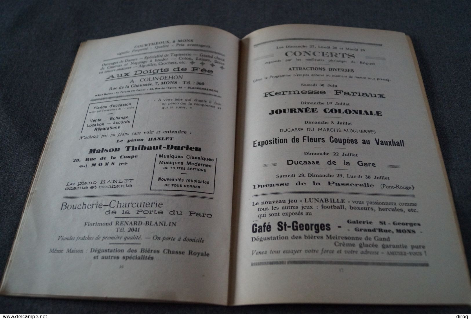 Festivités de Mons 1934,prospectus originale d'époque,complet et en bel état de collection,24 Cm./15,5 Cm.