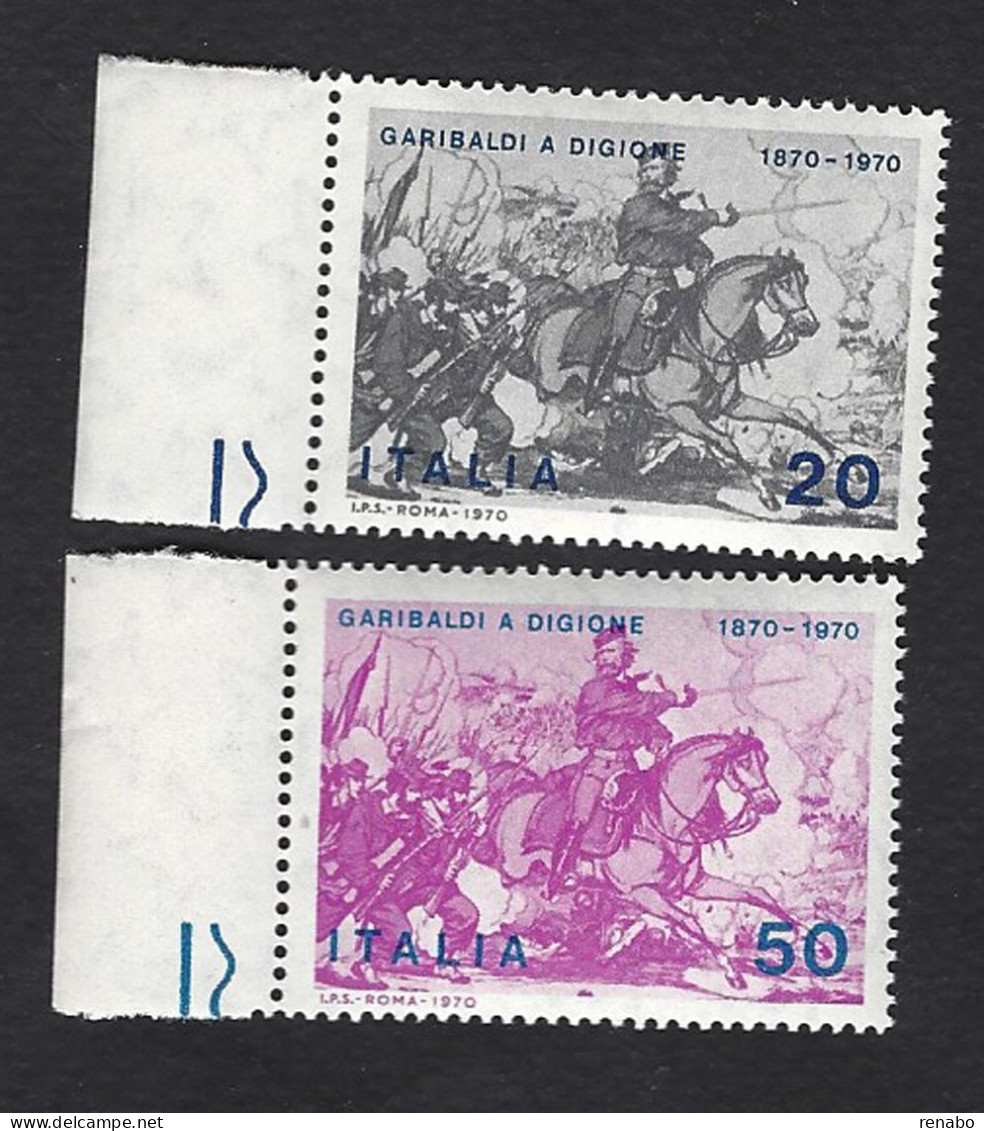 Italia 1970; Garibaldi A Digione In Guerra Franco-prussiana, Serie Completa In Francobolli Di Bordo. - 1961-70: Mint/hinged