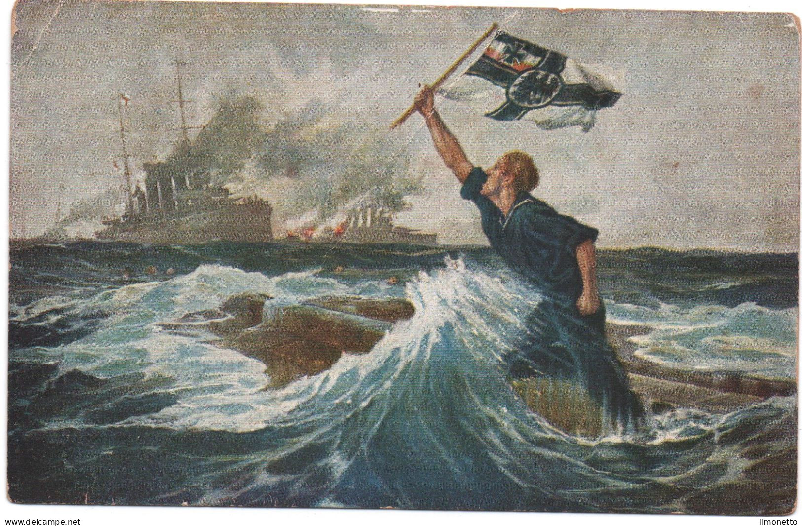 Allemagne -  1914 - Sous Mariniers  En Détresse - Appel A L'aide - ( Défectueuse )   CPA - Submarinos