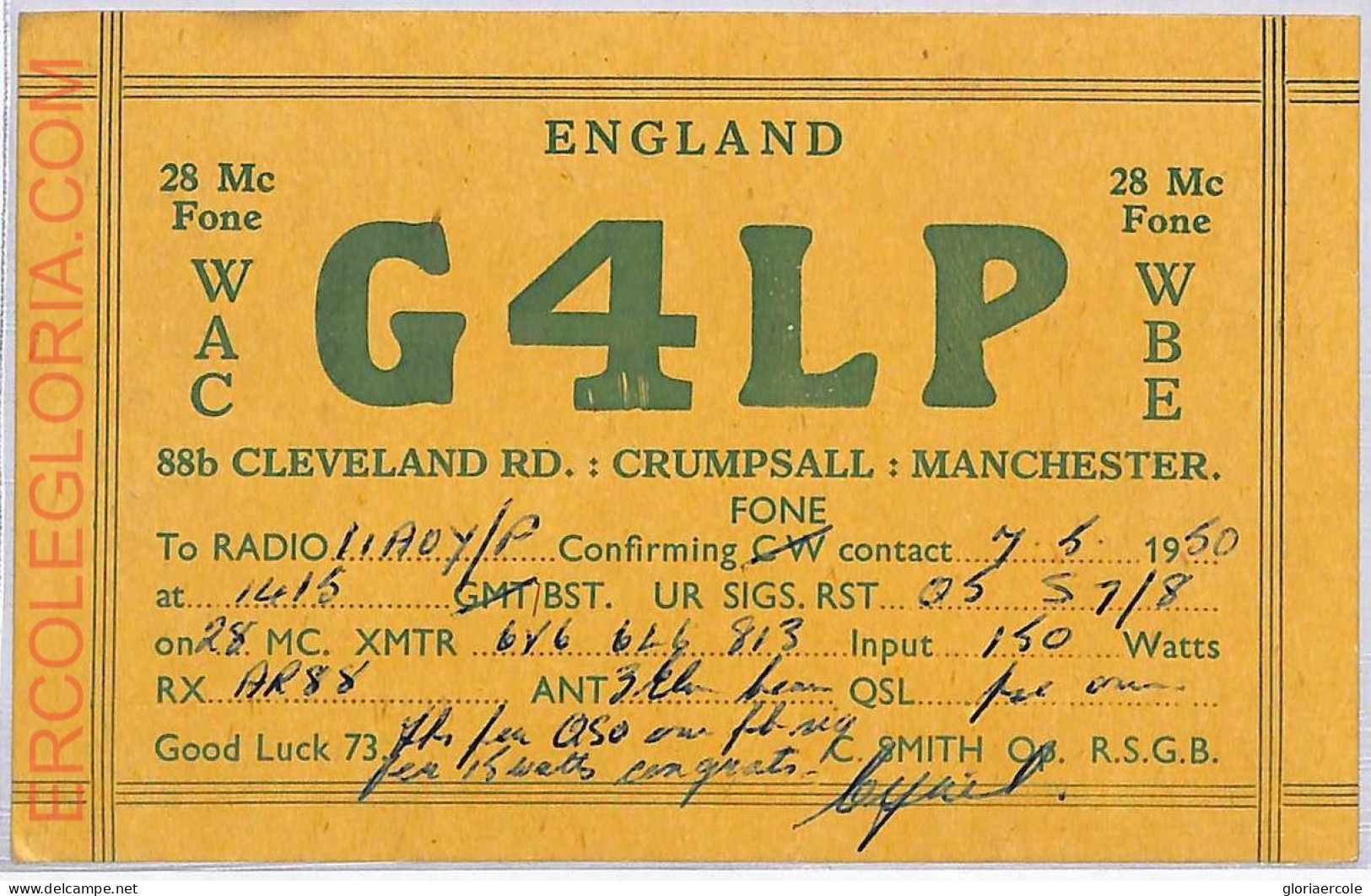 Ad9152 - GREAT BRITAIN - RADIO FREQUENCY CARD - England - 1950 - Radio