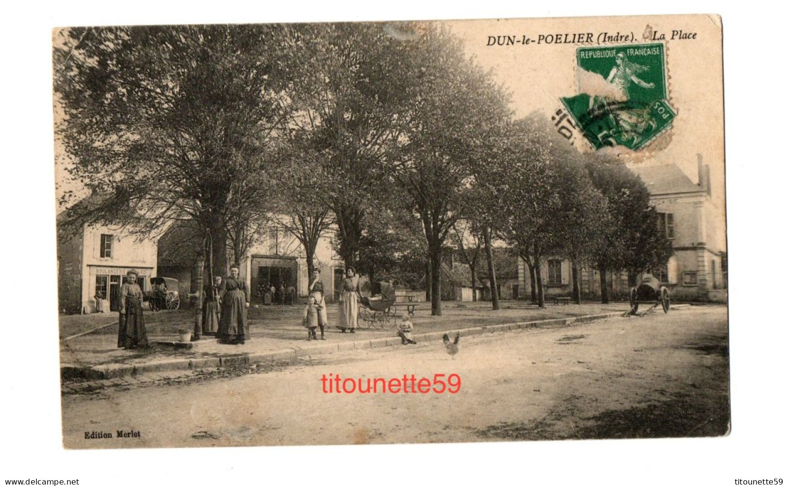 36- DUN-le-POELIER (Indre)- La PLACE- BOULANGERIE- ECRITE- - Sonstige & Ohne Zuordnung