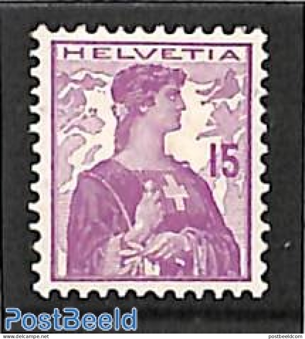 Switzerland 1909 15c., Stamp Out Of Set, Unused (hinged) - Ongebruikt