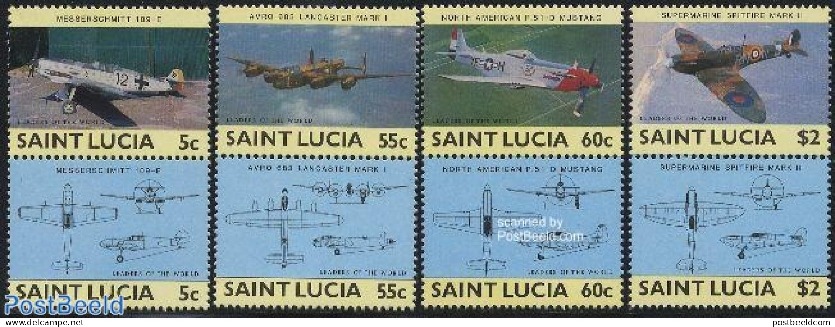 Saint Lucia 1985 Military Planes 4x2v [:], Mint NH, Transport - Aircraft & Aviation - Airplanes