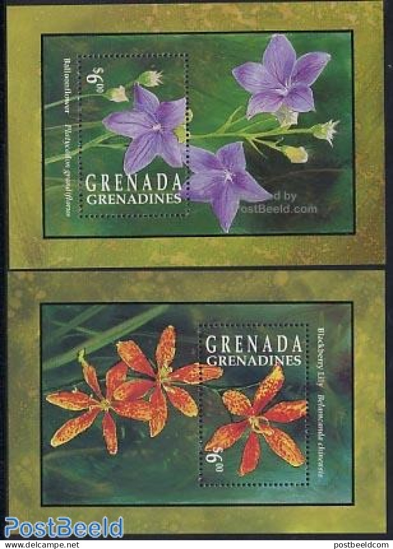 Grenada Grenadines 1993 Flowers 2 S/s, Mint NH, Nature - Flowers & Plants - Grenada (1974-...)