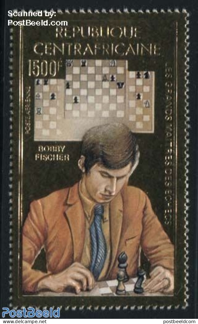 Central Africa 1983 Bobby Fisher 1v, Gold, Mint NH, Sport - Chess - Ajedrez