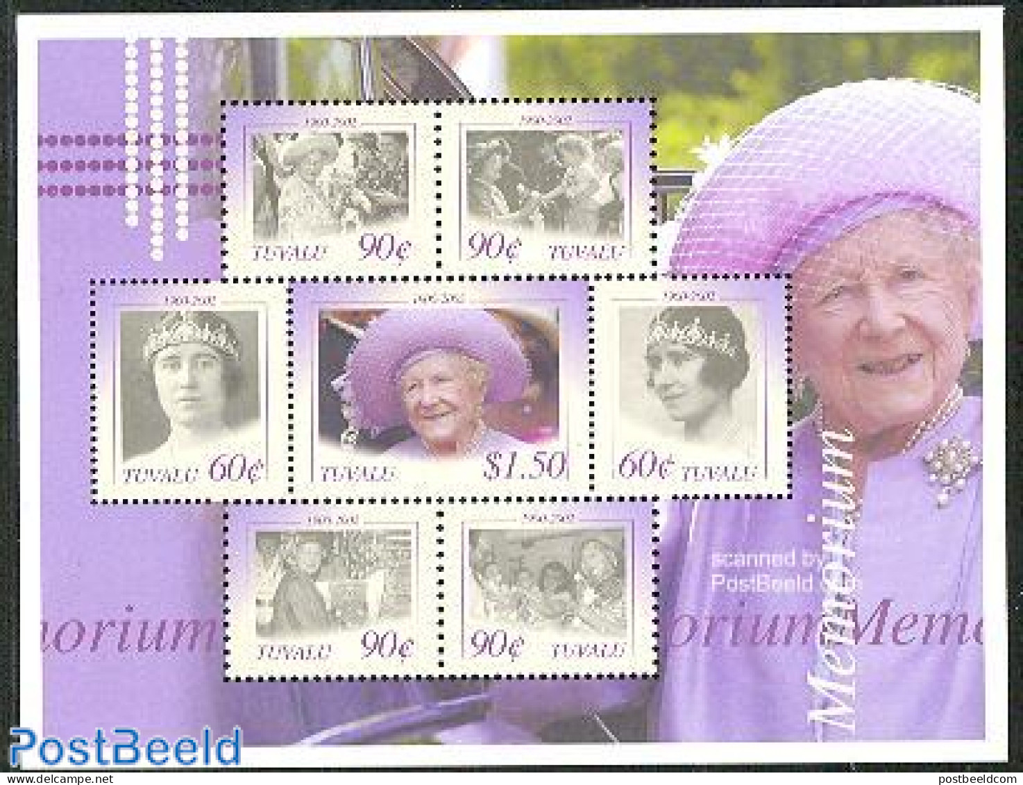 Tuvalu 2002 Queen Mother 7v M/s, Mint NH, History - Kings & Queens (Royalty) - Familles Royales