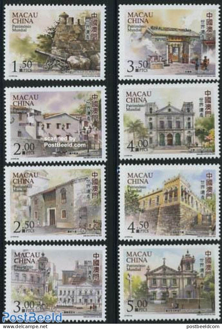 Macao 2008 Architecture 8v, Mint NH, Religion - Churches, Temples, Mosques, Synagogues - Art - Architecture - Unused Stamps