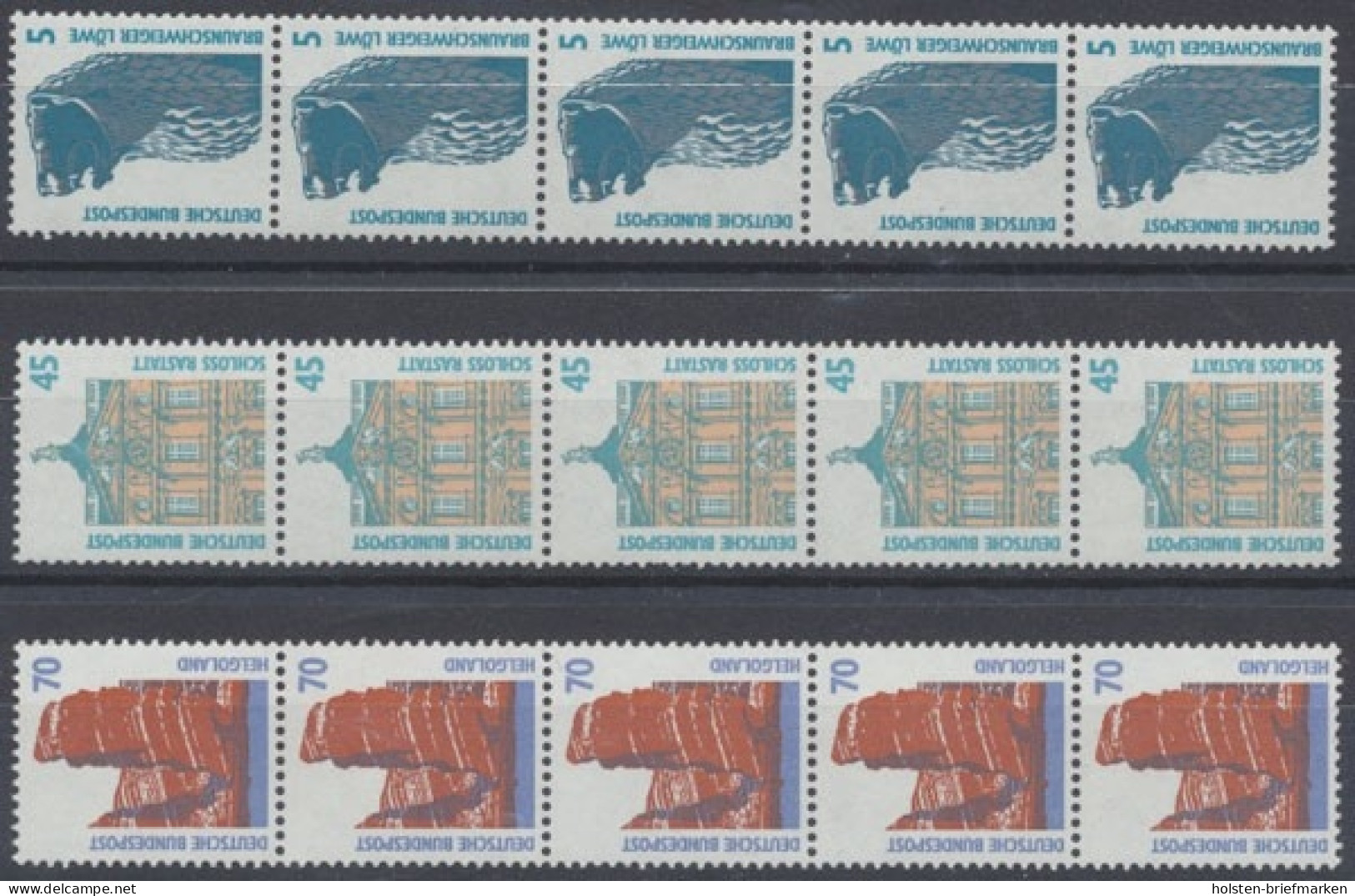 Deutschland (BRD), MiNr. 1448 R I, 1468-1469 R I, 5er Streifen Mit ZN, Postfrisch - Rolstempels
