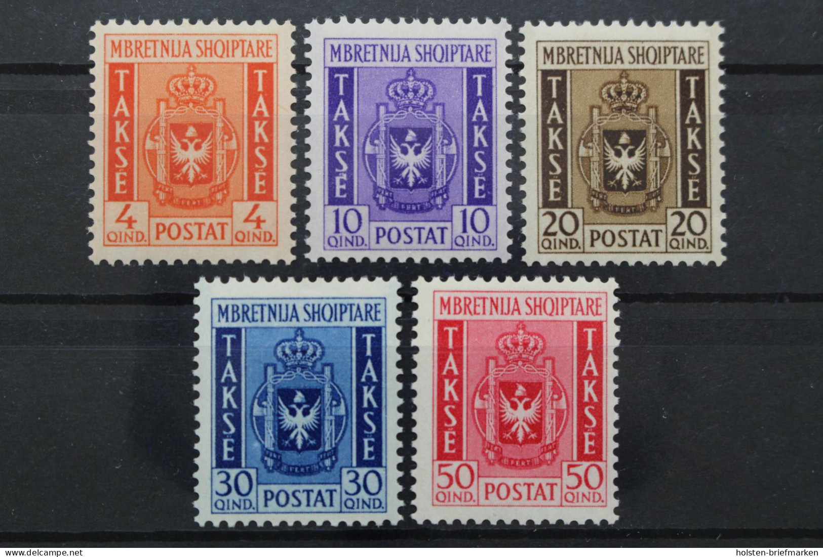 Albanien Portomarken, MiNr. 35-39, Falz - Albanie
