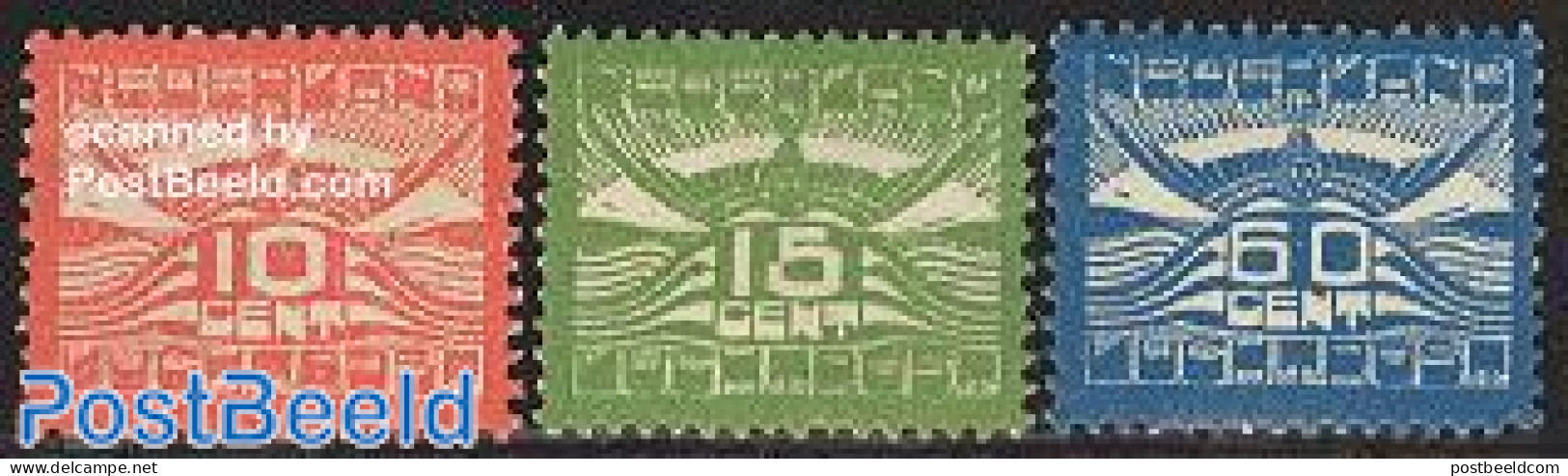 Netherlands 1921 Airmail Definitives 3v, Unused (hinged) - Posta Aerea