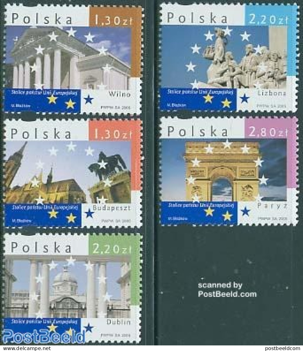 Poland 2005 European Capitals 5v, Mint NH, History - Nature - Religion - Europa Hang-on Issues - Horses - Churches, Te.. - Nuovi