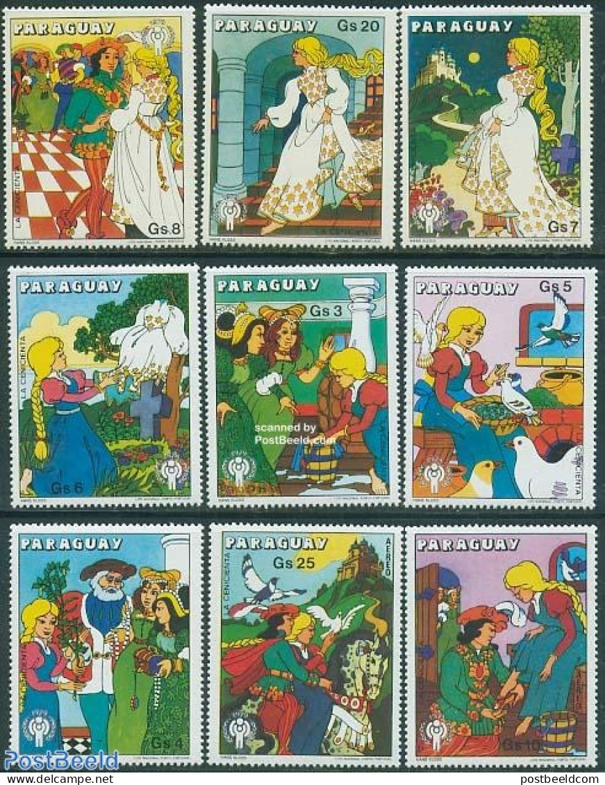 Paraguay 1979 Int. Year Of The Child 9v, Grimm, Mint NH, Nature - Various - Birds - Horses - Year Of The Child 1979 - .. - Märchen, Sagen & Legenden
