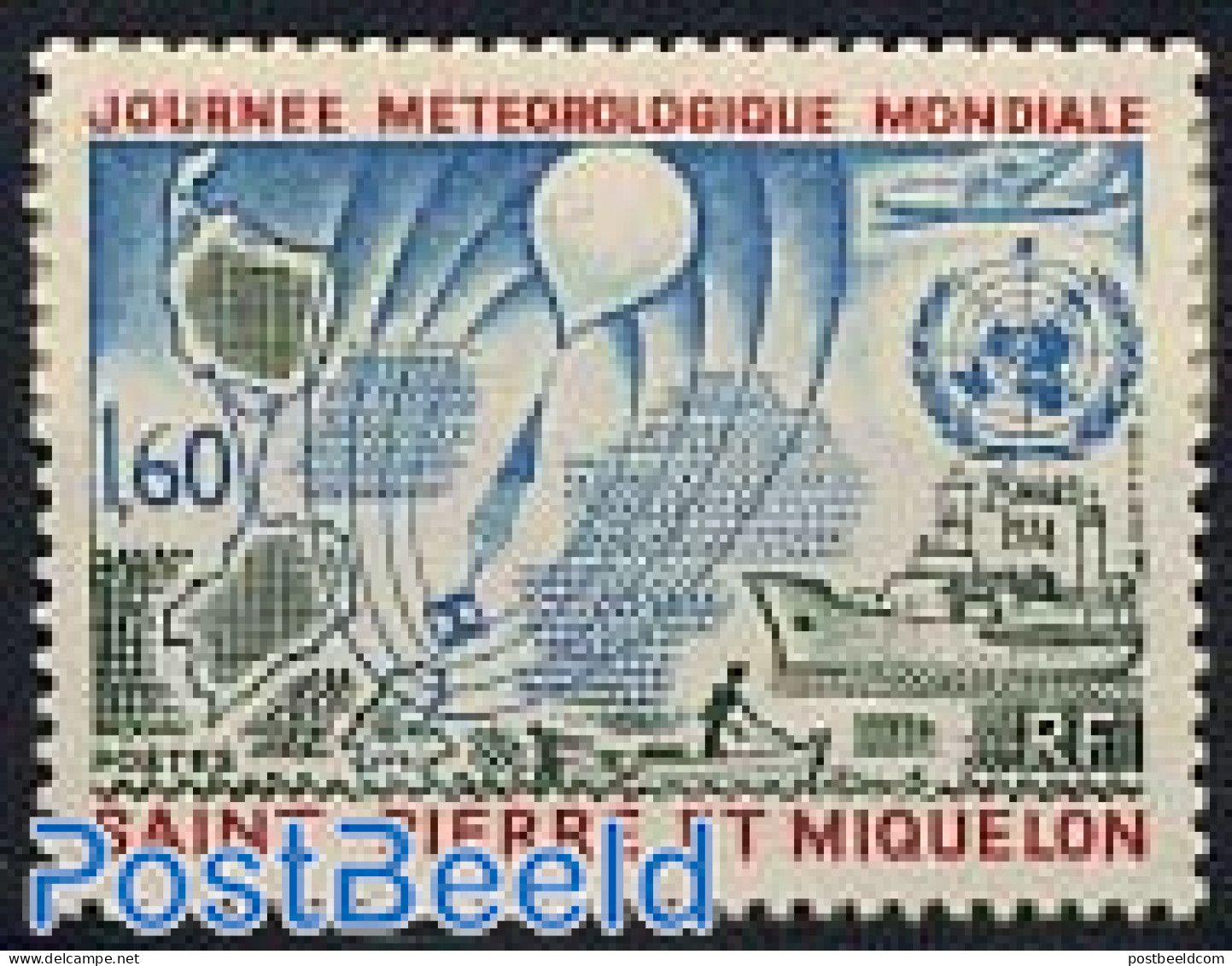 Saint Pierre And Miquelon 1974 Meteorology Day 1v, Mint NH, Science - Transport - Meteorology - Aircraft & Aviation - .. - Climate & Meteorology