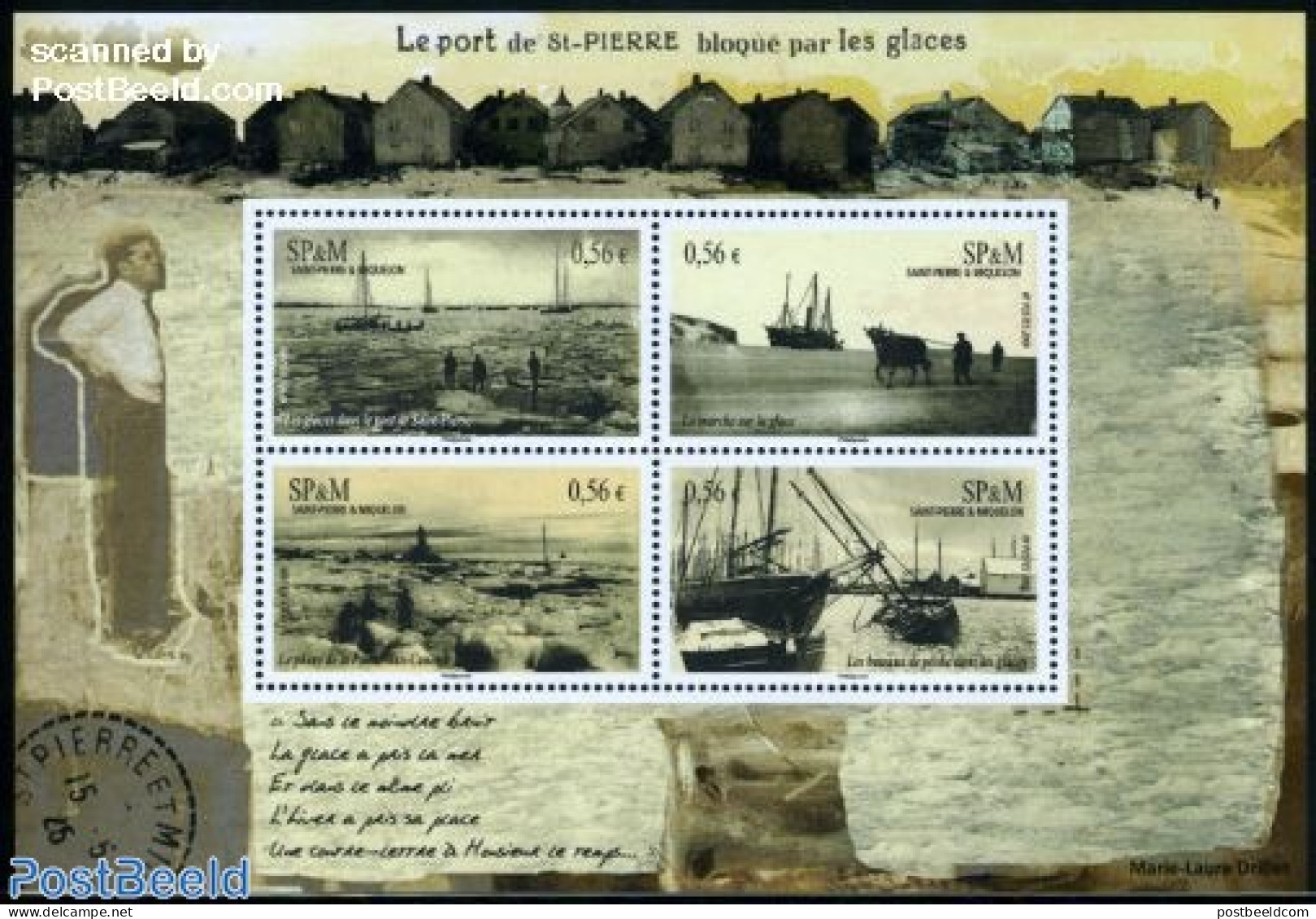 Saint Pierre And Miquelon 2009 The Harbour Blocked By Ice 4v M/s, Mint NH, Nature - Transport - Various - Cattle - Shi.. - Ships