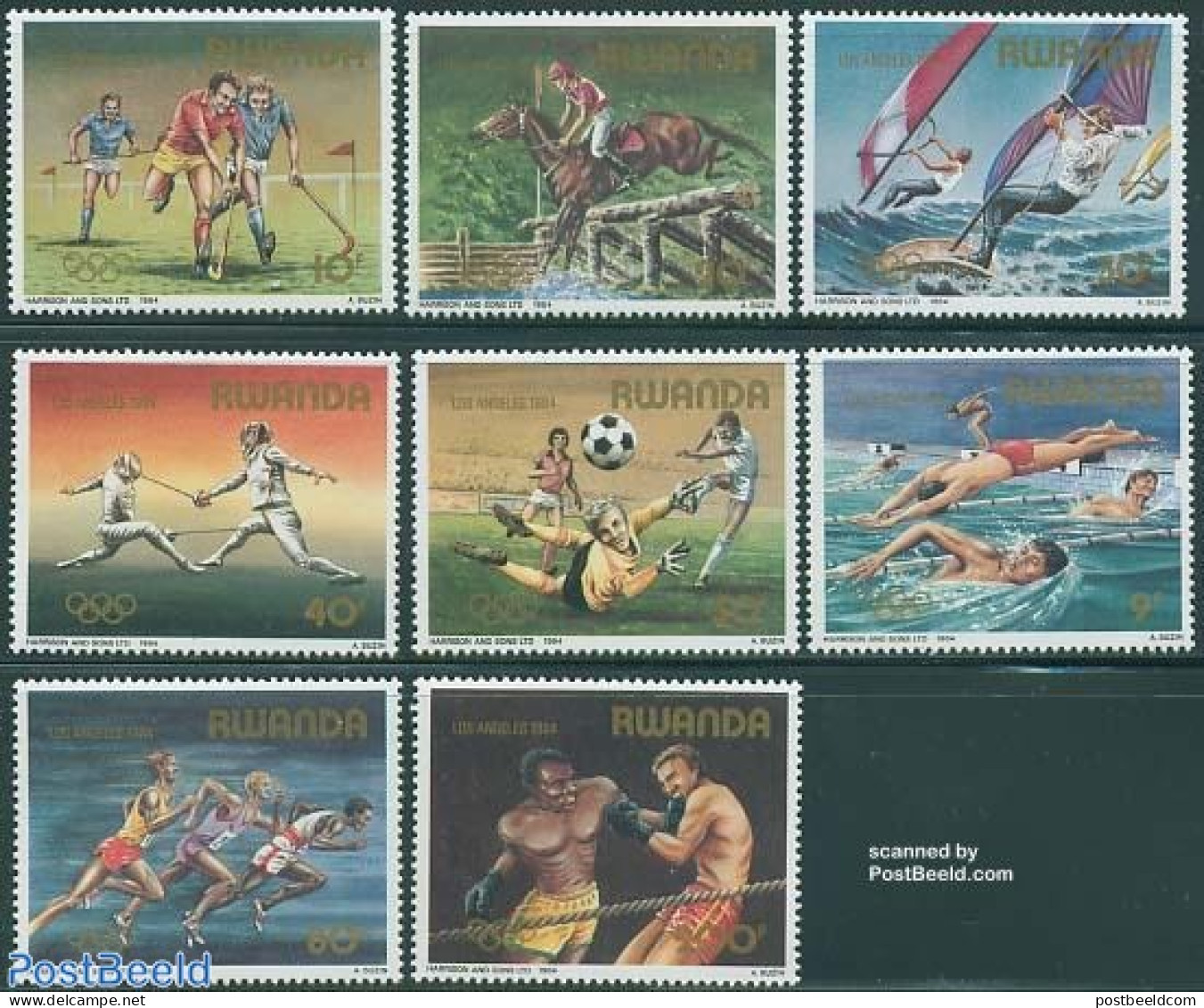 Rwanda 1984 Olympic Games Los Angeles 8v, Mint NH, Sport - Athletics - Boxing - Fencing - Football - Hockey - Olympic .. - Athlétisme