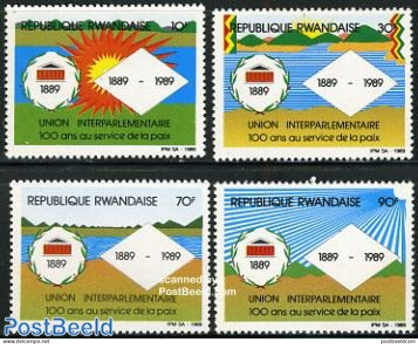 Rwanda 1989 Interparl. Union 4v, Mint NH - Otros & Sin Clasificación