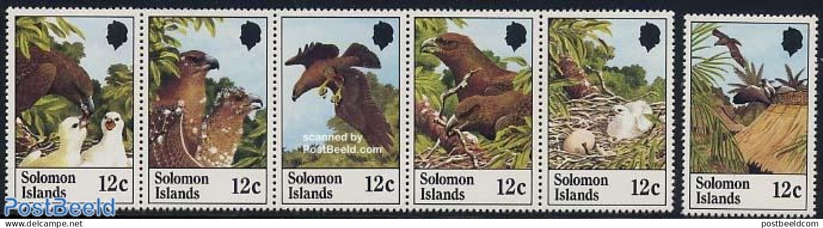 Solomon Islands 1982 Eagles 6v (1v+[::::]), Mint NH, Nature - Birds - Birds Of Prey - Salomon (Iles 1978-...)