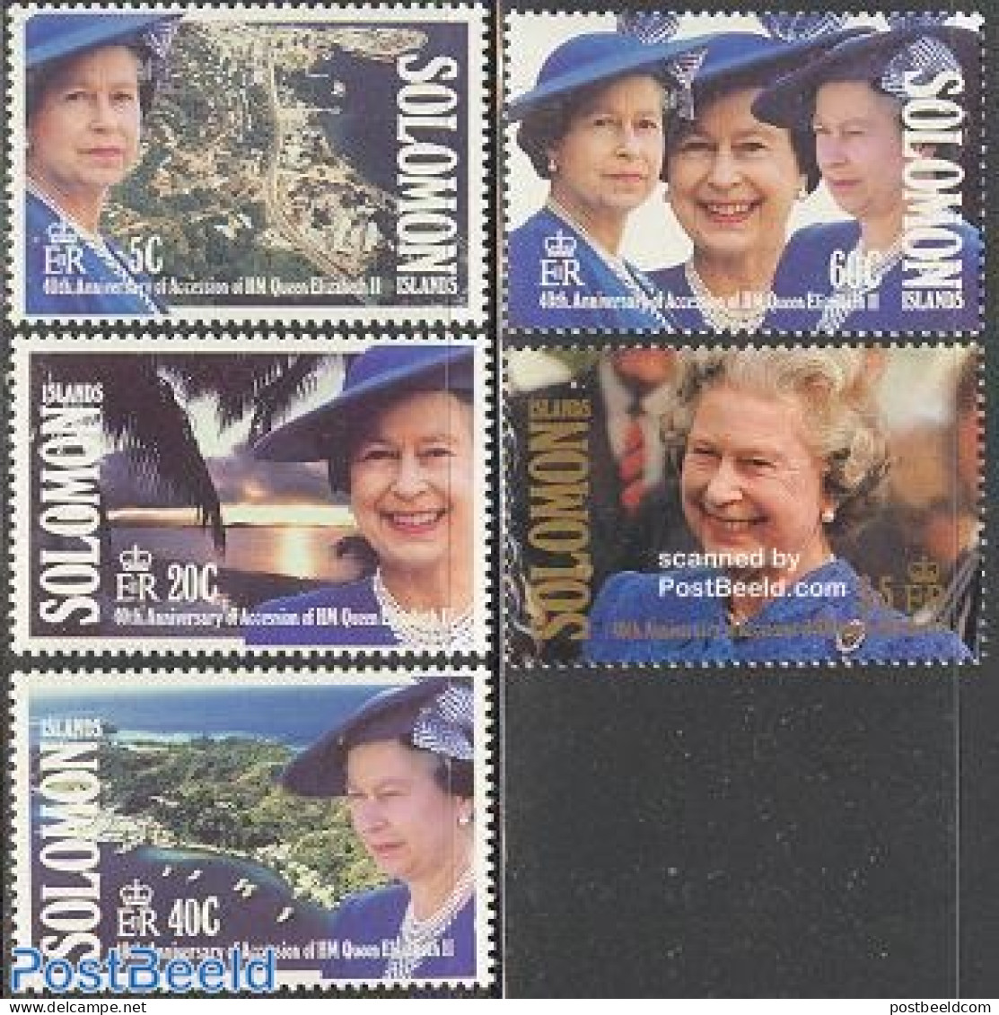Solomon Islands 1992 Accession 40th Anniversary 5v, Mint NH, History - Transport - Kings & Queens (Royalty) - Ships An.. - Familles Royales